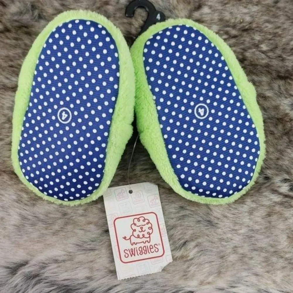 Swiggles Green Monster plush infant‎ Slippers Infant Size 2